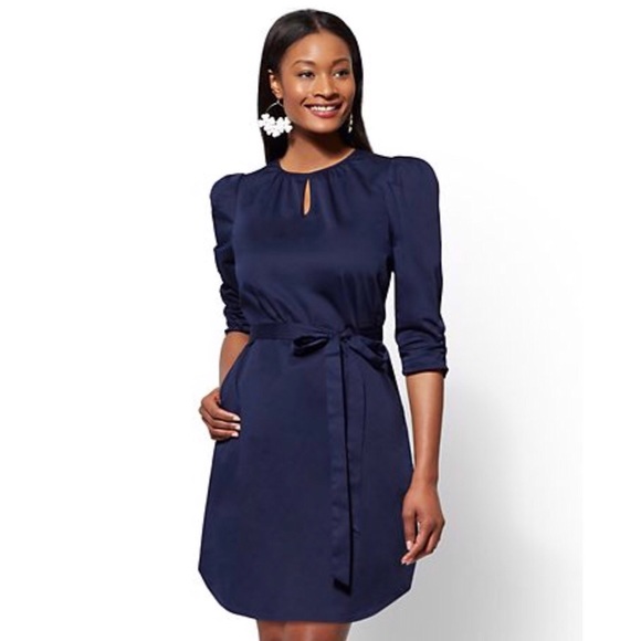 Cotton Puff-Sleeve Shift Dress - Picture 1 of 3
